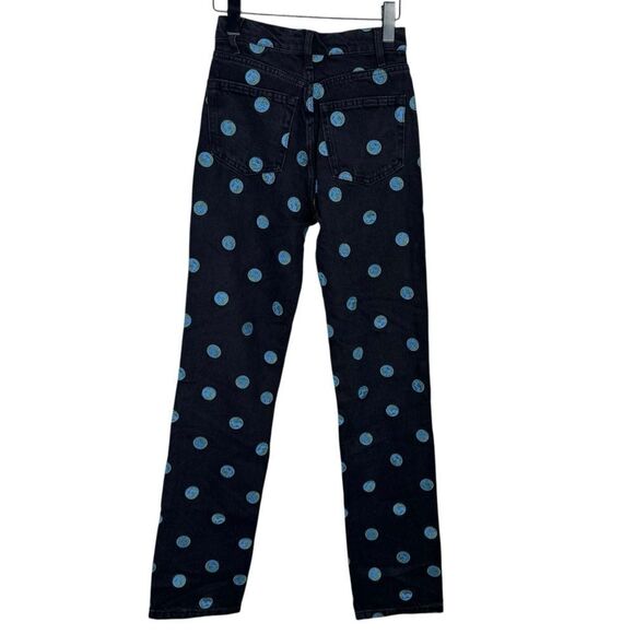 NEW Reformation Earth Embroidered High Rise Straight Long Jeans Size 24 - Picture 3 of 8